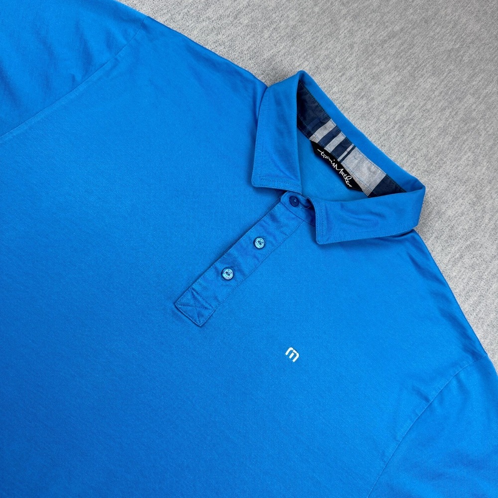 Travis Mathew Polo Shirt Mens XL Blue Short Sleeve Pima Cotton Golf Athleisure